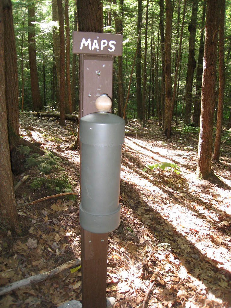 Elwell Trail NH 2010 060.jpg - Cheap but very effective map holders. Plastic pipe with zip lock bags with maps inside.